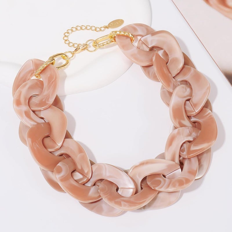 Bocar Statement Chunky Acrylic Cuban Choker Necklace Fashion Bib Collar Chain Necklace for Women(NK-10666) - Image 4